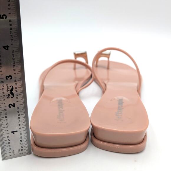 Jeffrey Campbell Balia Jelly Toe Ring Jewel Wedge Sandal Nude Size US7 EU38 - Picture 4 of 11